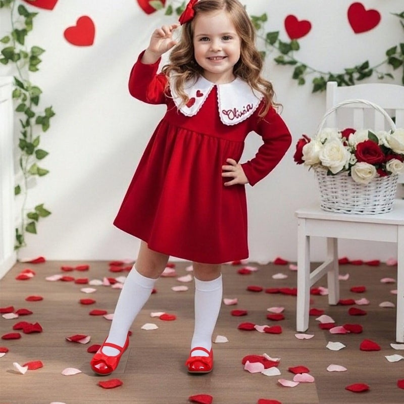 THEE BRON Girls Mary Jane Ballet Flats Toddler Flower Girls Dress Shoes for Party Wedding(G02 Red/11M) - Image 4